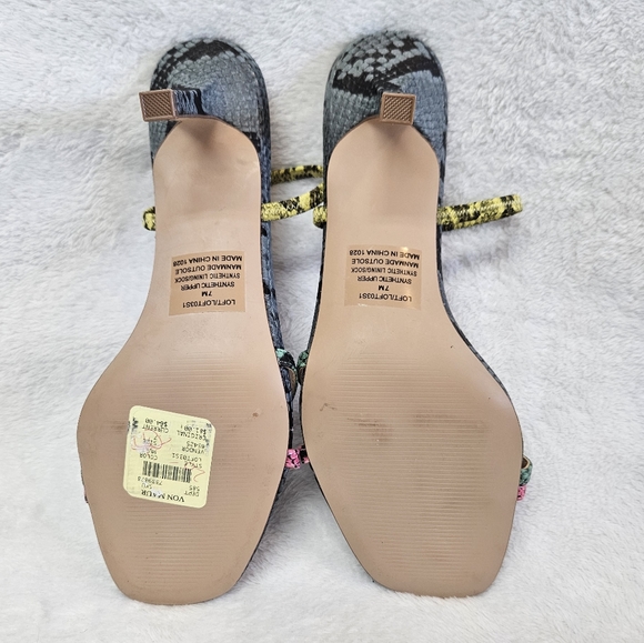 Steve Madden Loft Strappy Open Toe Heels Multi Color Snake Skin Kitten Heel - Picture 5 of 6